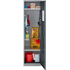 Schäfer Shop Genius Mehrzweckschrank FS, modular, individuell erweiterbar, 2 Fachböden, bis 250 kg, B 545 x T 520 x H 1950 mm, Stahl, weißaluminium/anthrazitgrau