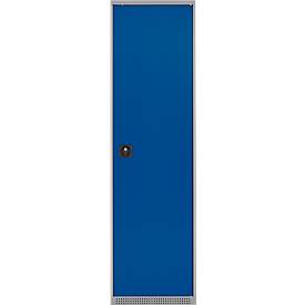 Schäfer Shop Genius Mehrzweckschrank FS, modular, individuell erweiterbar, 2 Fachböden, bis 250 kg, B 545 x T 520 x H 1950 mm, Stahl, weißaluminium/enzianblau