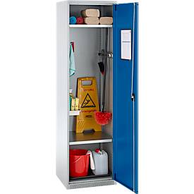 Schäfer Shop Genius Mehrzweckschrank FS, modular, individuell erweiterbar, 2 Fachböden, bis 250 kg, B 545 x T 520 x H 1950 mm, Stahl, weißaluminium/enzianblau