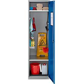 Schäfer Shop Genius Mehrzweckschrank FS, modular, individuell erweiterbar, 2 Fachböden, bis 250 kg, B 545 x T 520 x H 1950 mm, Stahl, weißaluminium/enzianblau