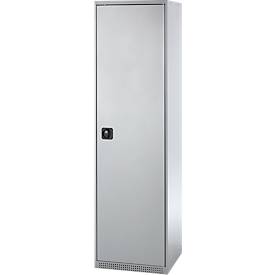 Schäfer Shop Genius Mehrzweckschrank FS, modular, individuell erweiterbar, 2 Fachböden, bis 250 kg, B 545 x T 520 x H 1950 mm, Stahl, weißaluminium/weißaluminium