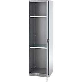 Schäfer Shop Genius Mehrzweckschrank FS, modular, individuell erweiterbar, 2 Fachböden, bis 250 kg, B 545 x T 520 x H 1950 mm, Stahl, weißaluminium/weißaluminium