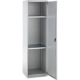 Schäfer Shop Genius Mehrzweckschrank FS, modular, individuell erweiterbar, 2 Fachböden, bis 250 kg, B 545 x T 520 x H 1950 mm, Stahl, weißaluminium/weißaluminium