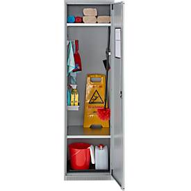 Schäfer Shop Genius Mehrzweckschrank FS, modular, individuell erweiterbar, 2 Fachböden, bis 250 kg, B 545 x T 520 x H 1950 mm, Stahl, weißaluminium/weißaluminium