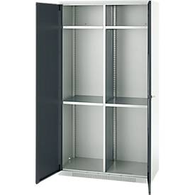 Schäfer Shop Genius Mehrzweckschrank FS, modular, indivuduell erweiterbar, Mittelwand, 4 Fachböden, bis 450 kg, B 1055 x T 520 x H 1950 mm, lichtgrau/anthrazitgrau