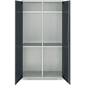 Schäfer Shop Genius Mehrzweckschrank FS, modular, indivuduell erweiterbar, Mittelwand, 4 Fachböden, bis 450 kg, B 1055 x T 520 x H 1950 mm, lichtgrau/anthrazitgrau