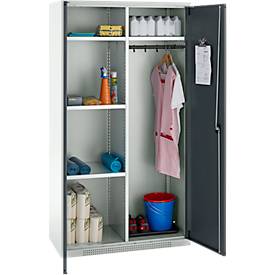 Schäfer Shop Genius Mehrzweckschrank FS, modular, indivuduell erweiterbar, Mittelwand, 4 Fachböden, bis 450 kg, B 1055 x T 520 x H 1950 mm, lichtgrau/anthrazitgrau