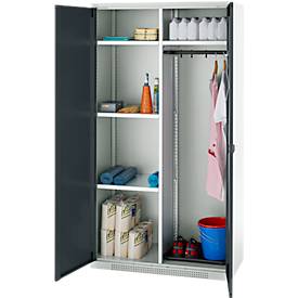 Schäfer Shop Genius Mehrzweckschrank FS, modular, indivuduell erweiterbar, Mittelwand, 4 Fachböden, bis 450 kg, B 1055 x T 520 x H 1950 mm, lichtgrau/anthrazitgrau