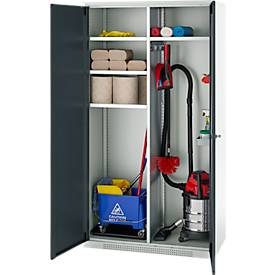 Schäfer Shop Genius Mehrzweckschrank FS, modular, indivuduell erweiterbar, Mittelwand, 4 Fachböden, bis 450 kg, B 1055 x T 520 x H 1950 mm, lichtgrau/anthrazitgrau