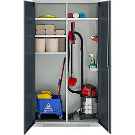 Schäfer Shop Genius Mehrzweckschrank FS, modular, indivuduell erweiterbar, Mittelwand, 4 Fachböden, bis 450 kg, B 1055 x T 520 x H 1950 mm, lichtgrau/anthrazitgrau