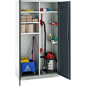 Schäfer Shop Genius Mehrzweckschrank FS, modular, indivuduell erweiterbar, Mittelwand, 4 Fachböden, bis 450 kg, B 1055 x T 520 x H 1950 mm, lichtgrau/anthrazitgrau