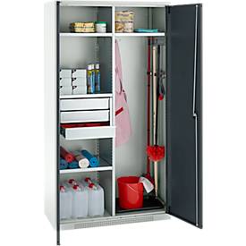 Schäfer Shop Genius Mehrzweckschrank FS, modular, indivuduell erweiterbar, Mittelwand, 4 Fachböden, bis 450 kg, B 1055 x T 520 x H 1950 mm, lichtgrau/anthrazitgrau
