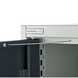 Schäfer Shop Genius Mehrzweckschrank FS, modular, indivuduell erweiterbar, Mittelwand, 4 Fachböden, bis 450 kg, B 1055 x T 520 x H 1950 mm, lichtgrau/anthrazitgrau