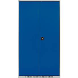 Schäfer Shop Genius Mehrzweckschrank FS, modular, indivuduell erweiterbar, Mittelwand, 4 Fachböden, bis 450 kg, B 1055 x T 520 x H 1950 mm, lichtgrau/enzianblau