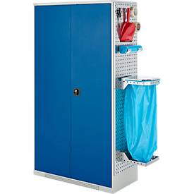 Schäfer Shop Genius Mehrzweckschrank FS, modular, indivuduell erweiterbar, Mittelwand, 4 Fachböden, bis 450 kg, B 1055 x T 520 x H 1950 mm, lichtgrau/enzianblau
