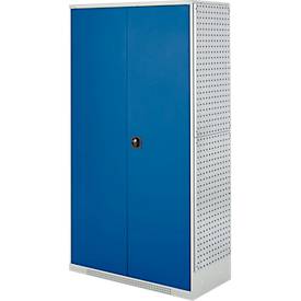 Schäfer Shop Genius Mehrzweckschrank FS, modular, indivuduell erweiterbar, Mittelwand, 4 Fachböden, bis 450 kg, B 1055 x T 520 x H 1950 mm, lichtgrau/enzianblau