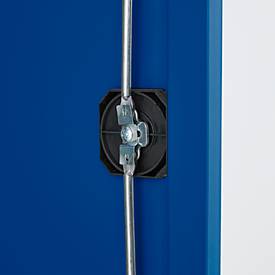 Schäfer Shop Genius Mehrzweckschrank FS, modular, indivuduell erweiterbar, Mittelwand, 4 Fachböden, bis 450 kg, B 1055 x T 520 x H 1950 mm, lichtgrau/enzianblau