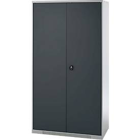 Schäfer Shop Genius Mehrzweckschrank FS, modular, indivuduell erweiterbar, Mittelwand, 4 Fachböden, bis 450 kg, B 1055 x T 520 x H 1950 mm, weißalu/anthrazitgrau