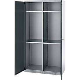 Schäfer Shop Genius Mehrzweckschrank FS, modular, indivuduell erweiterbar, Mittelwand, 4 Fachböden, bis 450 kg, B 1055 x T 520 x H 1950 mm, weißalu/anthrazitgrau