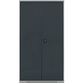 Schäfer Shop Genius Mehrzweckschrank FS, modular, indivuduell erweiterbar, Mittelwand, 4 Fachböden, bis 450 kg, B 1055 x T 520 x H 1950 mm, weißalu/anthrazitgrau