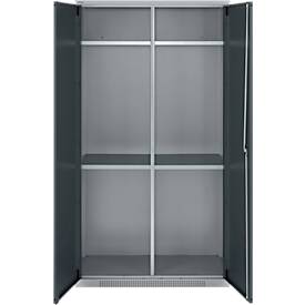 Schäfer Shop Genius Mehrzweckschrank FS, modular, indivuduell erweiterbar, Mittelwand, 4 Fachböden, bis 450 kg, B 1055 x T 520 x H 1950 mm, weißalu/anthrazitgrau