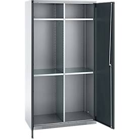 Schäfer Shop Genius Mehrzweckschrank FS, modular, indivuduell erweiterbar, Mittelwand, 4 Fachböden, bis 450 kg, B 1055 x T 520 x H 1950 mm, weißalu/anthrazitgrau