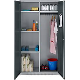 Schäfer Shop Genius Mehrzweckschrank FS, modular, indivuduell erweiterbar, Mittelwand, 4 Fachböden, bis 450 kg, B 1055 x T 520 x H 1950 mm, weißalu/anthrazitgrau