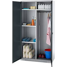 Schäfer Shop Genius Mehrzweckschrank FS, modular, indivuduell erweiterbar, Mittelwand, 4 Fachböden, bis 450 kg, B 1055 x T 520 x H 1950 mm, weißalu/anthrazitgrau