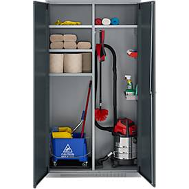 Schäfer Shop Genius Mehrzweckschrank FS, modular, indivuduell erweiterbar, Mittelwand, 4 Fachböden, bis 450 kg, B 1055 x T 520 x H 1950 mm, weißalu/anthrazitgrau