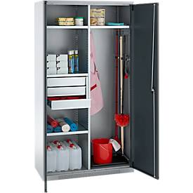 Schäfer Shop Genius Mehrzweckschrank FS, modular, indivuduell erweiterbar, Mittelwand, 4 Fachböden, bis 450 kg, B 1055 x T 520 x H 1950 mm, weißalu/anthrazitgrau