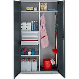 Schäfer Shop Genius Mehrzweckschrank FS, modular, indivuduell erweiterbar, Mittelwand, 4 Fachböden, bis 450 kg, B 1055 x T 520 x H 1950 mm, weißalu/anthrazitgrau