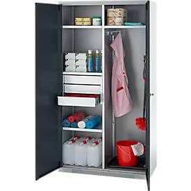 Schäfer Shop Genius Mehrzweckschrank FS, modular, indivuduell erweiterbar, Mittelwand, 4 Fachböden, bis 450 kg, B 1055 x T 520 x H 1950 mm, weißalu/anthrazitgrau