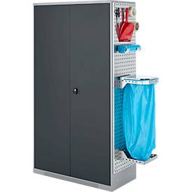 Schäfer Shop Genius Mehrzweckschrank FS, modular, indivuduell erweiterbar, Mittelwand, 4 Fachböden, bis 450 kg, B 1055 x T 520 x H 1950 mm, weißalu/anthrazitgrau