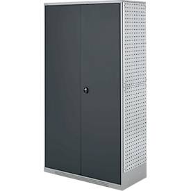 Schäfer Shop Genius Mehrzweckschrank FS, modular, indivuduell erweiterbar, Mittelwand, 4 Fachböden, bis 450 kg, B 1055 x T 520 x H 1950 mm, weißalu/anthrazitgrau