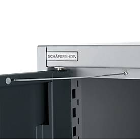 Schäfer Shop Genius Mehrzweckschrank FS, modular, indivuduell erweiterbar, Mittelwand, 4 Fachböden, bis 450 kg, B 1055 x T 520 x H 1950 mm, weißalu/anthrazitgrau
