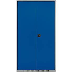 Schäfer Shop Genius Mehrzweckschrank FS, modular, indivuduell erweiterbar, Mittelwand, 4 Fachböden, bis 450 kg, B 1055 x T 520 x H 1950 mm, weißalu/enzianblau