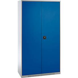Schäfer Shop Genius Mehrzweckschrank FS, modular, indivuduell erweiterbar, Mittelwand, 4 Fachböden, bis 450 kg, B 1055 x T 520 x H 1950 mm, weißalu/enzianblau