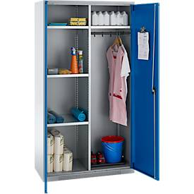 Schäfer Shop Genius Mehrzweckschrank FS, modular, indivuduell erweiterbar, Mittelwand, 4 Fachböden, bis 450 kg, B 1055 x T 520 x H 1950 mm, weißalu/enzianblau