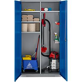 Schäfer Shop Genius Mehrzweckschrank FS, modular, indivuduell erweiterbar, Mittelwand, 4 Fachböden, bis 450 kg, B 1055 x T 520 x H 1950 mm, weißalu/enzianblau