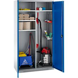 Schäfer Shop Genius Mehrzweckschrank FS, modular, indivuduell erweiterbar, Mittelwand, 4 Fachböden, bis 450 kg, B 1055 x T 520 x H 1950 mm, weißalu/enzianblau