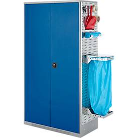 Schäfer Shop Genius Mehrzweckschrank FS, modular, indivuduell erweiterbar, Mittelwand, 4 Fachböden, bis 450 kg, B 1055 x T 520 x H 1950 mm, weißalu/enzianblau