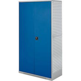 Schäfer Shop Genius Mehrzweckschrank FS, modular, indivuduell erweiterbar, Mittelwand, 4 Fachböden, bis 450 kg, B 1055 x T 520 x H 1950 mm, weißalu/enzianblau