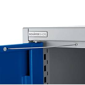 Schäfer Shop Genius Mehrzweckschrank FS, modular, indivuduell erweiterbar, Mittelwand, 4 Fachböden, bis 450 kg, B 1055 x T 520 x H 1950 mm, weißalu/enzianblau