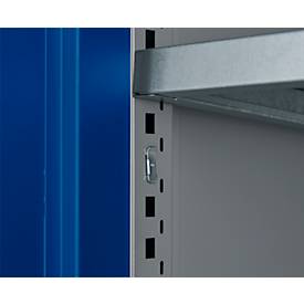 Schäfer Shop Genius Mehrzweckschrank FS, modular, indivuduell erweiterbar, Mittelwand, 4 Fachböden, bis 450 kg, B 1055 x T 520 x H 1950 mm, weißalu/enzianblau