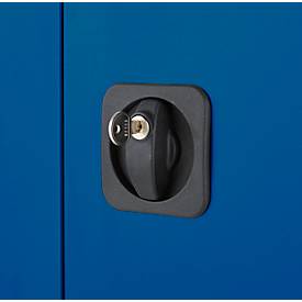 Schäfer Shop Genius Mehrzweckschrank FS, modular, indivuduell erweiterbar, Mittelwand, 4 Fachböden, bis 450 kg, B 1055 x T 520 x H 1950 mm, weißalu/enzianblau