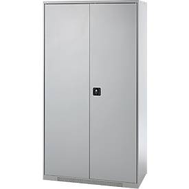 Schäfer Shop Genius Mehrzweckschrank FS, modular, indivuduell erweiterbar, Mittelwand, 4 Fachböden, bis 450 kg, B 1055 x T 520 x H 1950 mm, weißalu/weißalu