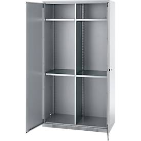 Schäfer Shop Genius Mehrzweckschrank FS, modular, indivuduell erweiterbar, Mittelwand, 4 Fachböden, bis 450 kg, B 1055 x T 520 x H 1950 mm, weißalu/weißalu