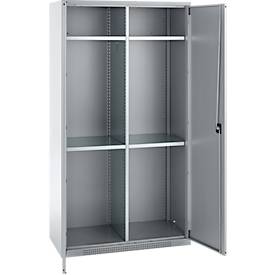 Schäfer Shop Genius Mehrzweckschrank FS, modular, indivuduell erweiterbar, Mittelwand, 4 Fachböden, bis 450 kg, B 1055 x T 520 x H 1950 mm, weißalu/weißalu