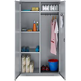 Schäfer Shop Genius Mehrzweckschrank FS, modular, indivuduell erweiterbar, Mittelwand, 4 Fachböden, bis 450 kg, B 1055 x T 520 x H 1950 mm, weißalu/weißalu