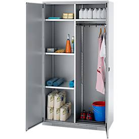 Schäfer Shop Genius Mehrzweckschrank FS, modular, indivuduell erweiterbar, Mittelwand, 4 Fachböden, bis 450 kg, B 1055 x T 520 x H 1950 mm, weißalu/weißalu